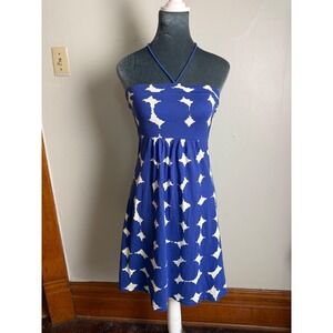 Boden Blue Halter Neck Sun Dress Strapless tube Empire Beachy coastal Americana